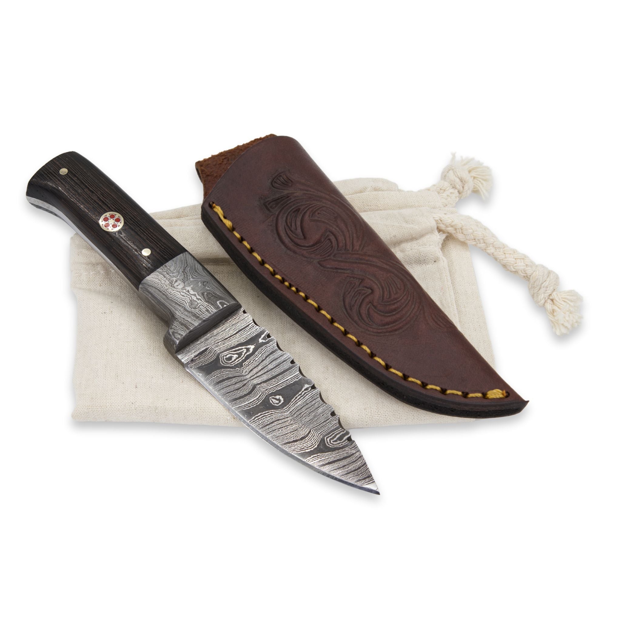 Bush Perk I, Damascs Steel, Wenge Wood Handle, Handmade Small Bruscraft Skinner Hunting Knife
