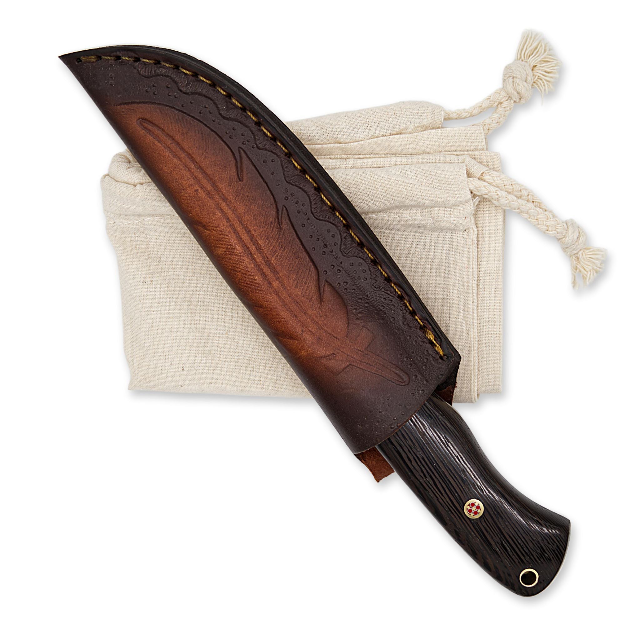Outback Nomad I,  Damascus Steel, Wenge Wood Handle, Handmade Bushcraft Camping Hunting Knife
