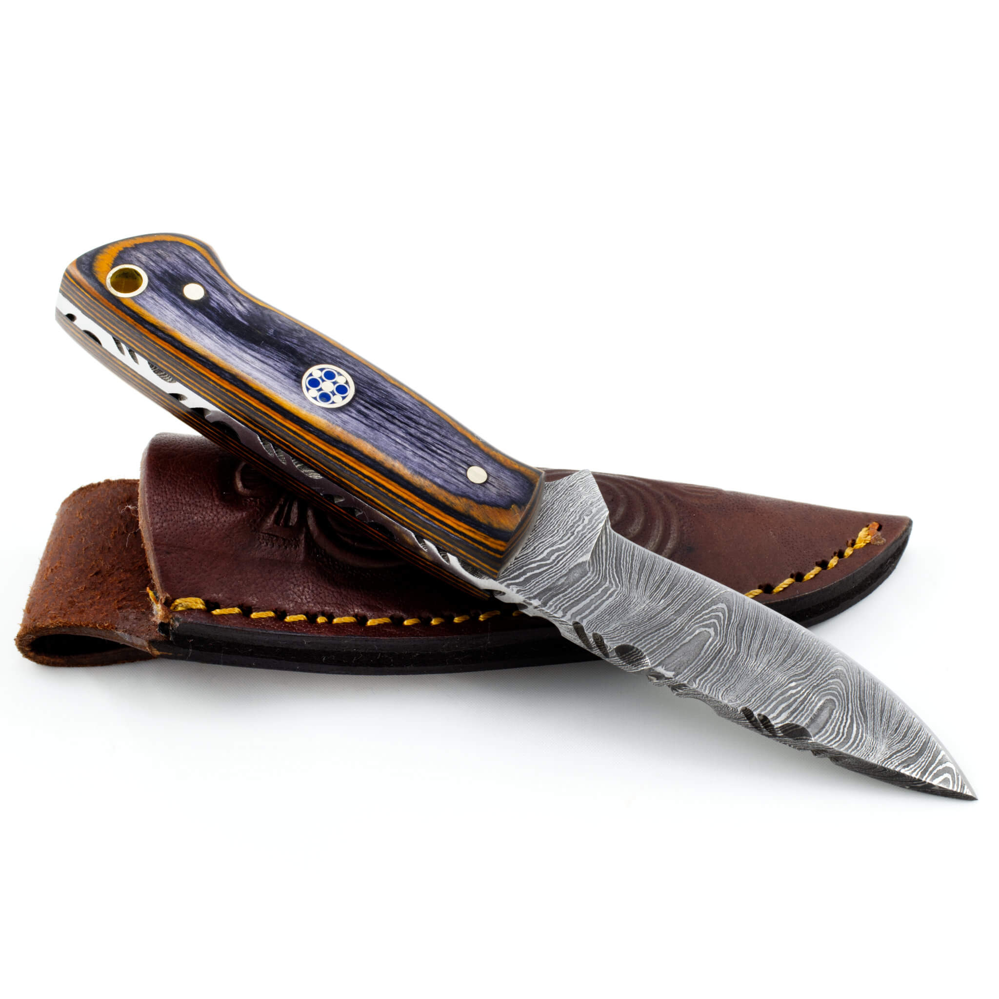 Bush Buddy I, Damascus Steel, Pakkawood Handle, Handmade Small Bushcraft Skinner Hunting Knife