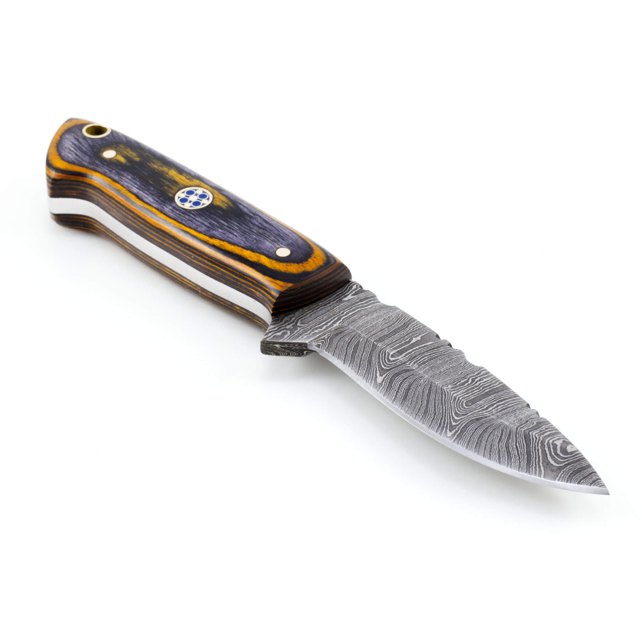 Bush Buddy I, Damascus Steel, Pakkawood Handle, Handmade Small Bushcraft Skinner Hunting Knife