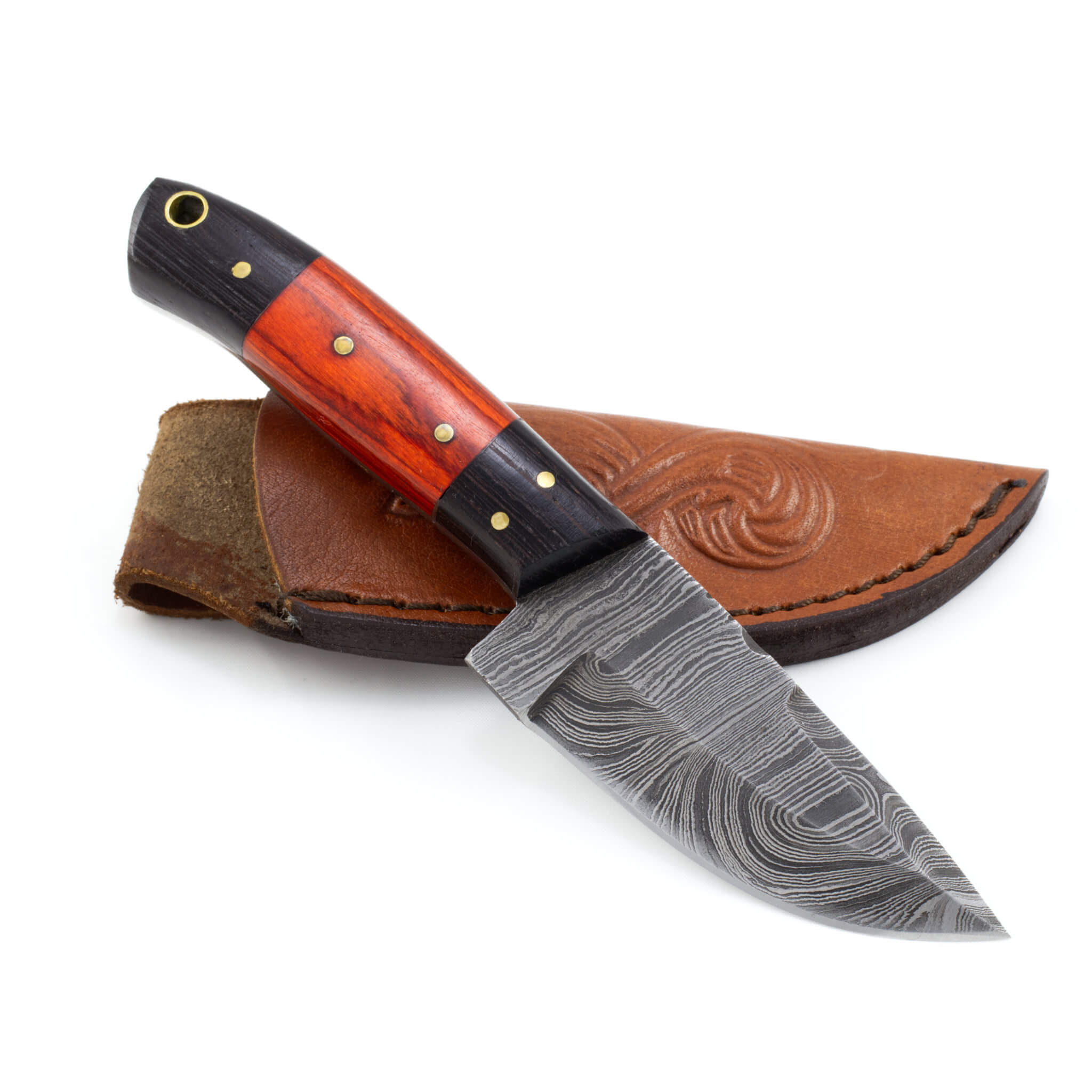 Bush Buddy V, Damascus Steel, Pakkawood Handle, Handmade Small Bushcraft Skinner Hunting Knife