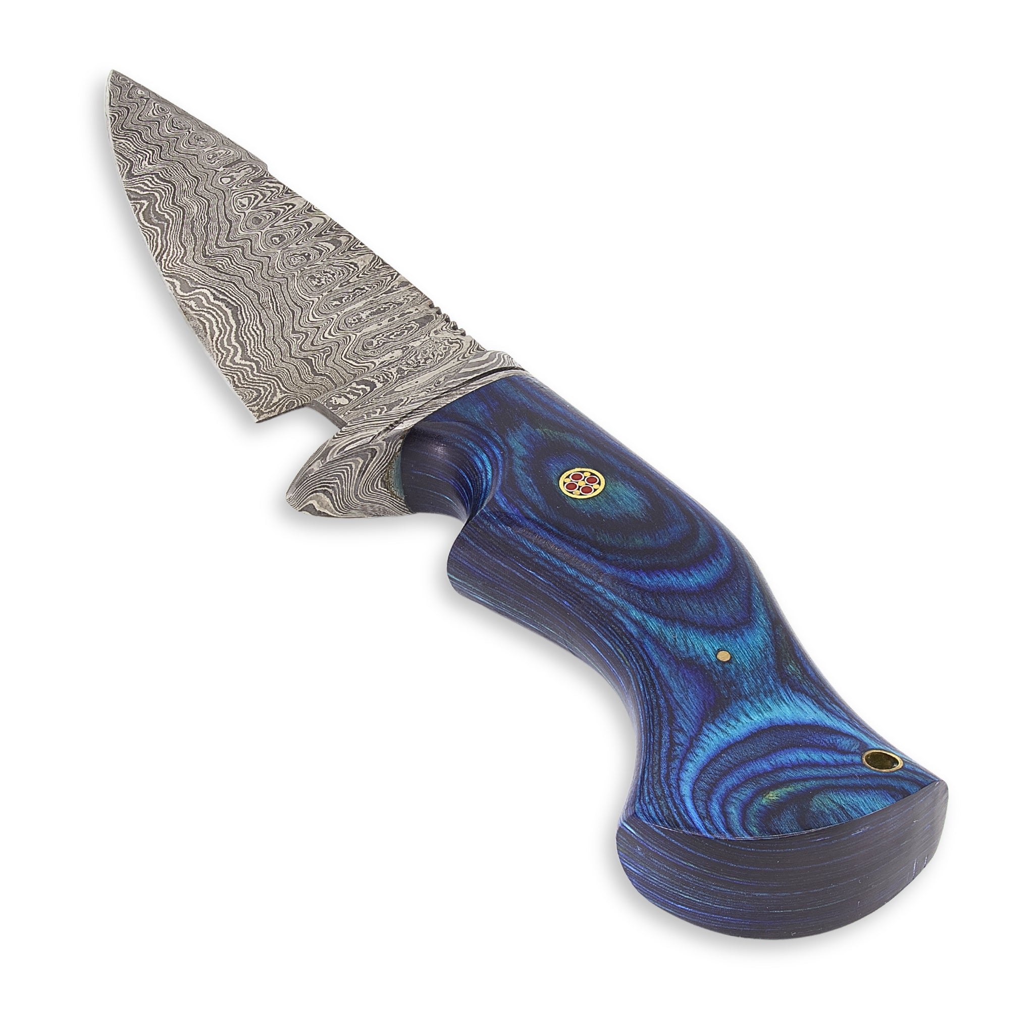 Ardent Blue I,  Damascus Steel, Handmade Camping Bushcraft Hunting Knife