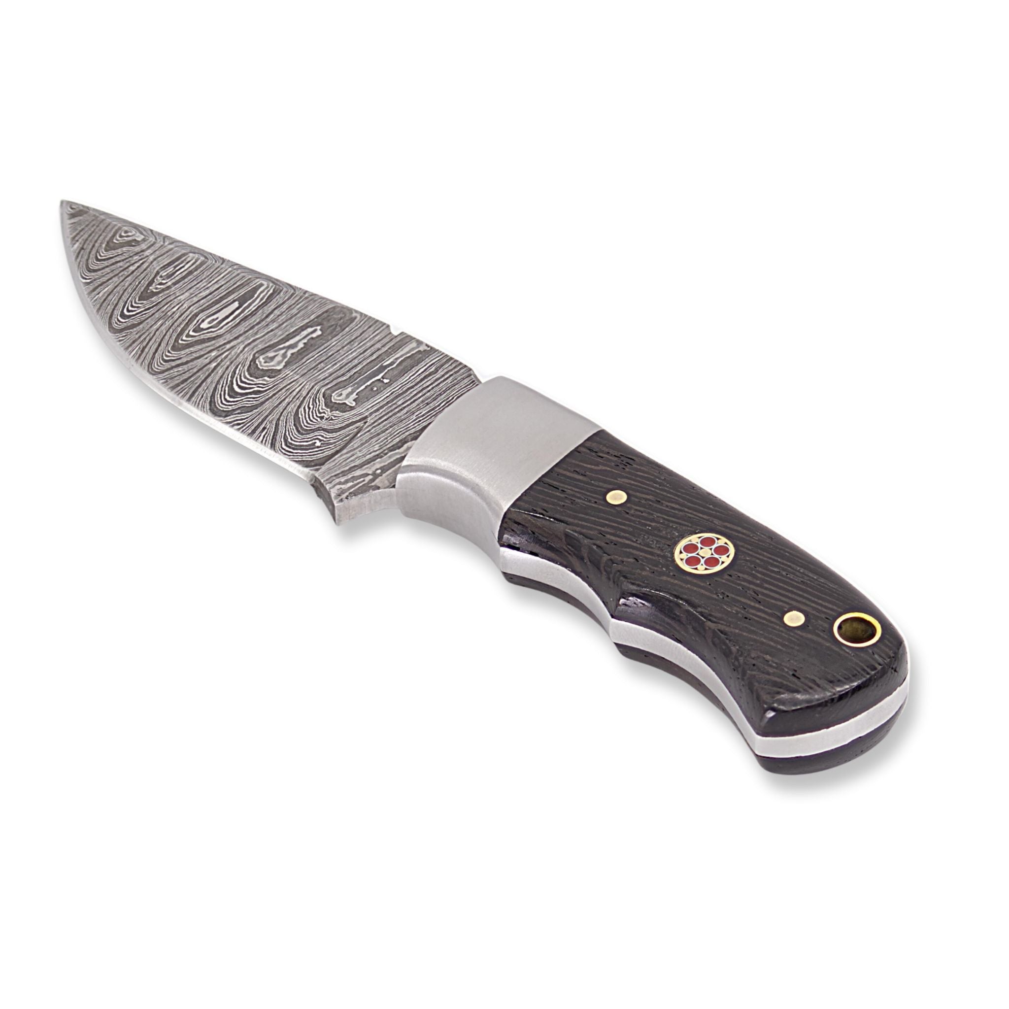 Brio Brisk II, Damascus Steel, Wenge Wood Handle, Handmade Small Skinner Hunting Knife