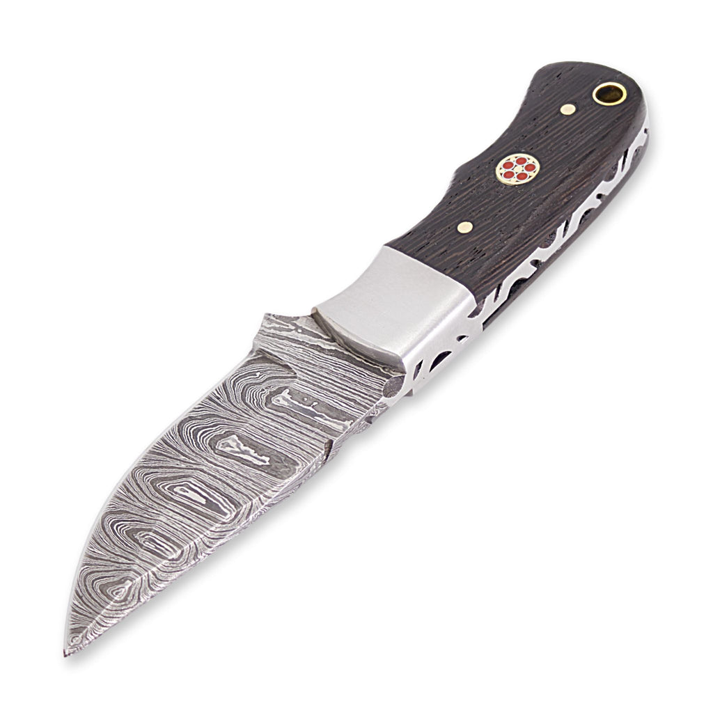 Brio Brisk II, Damascus Steel, Wenge Wood Handle, Handmade Small Skinner Hunting Knife