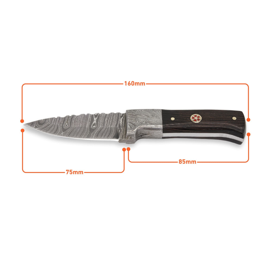 Bush Perk I, Damascs Steel, Wenge Wood Handle, Handmade Small Bruscraft Skinner Hunting Knife