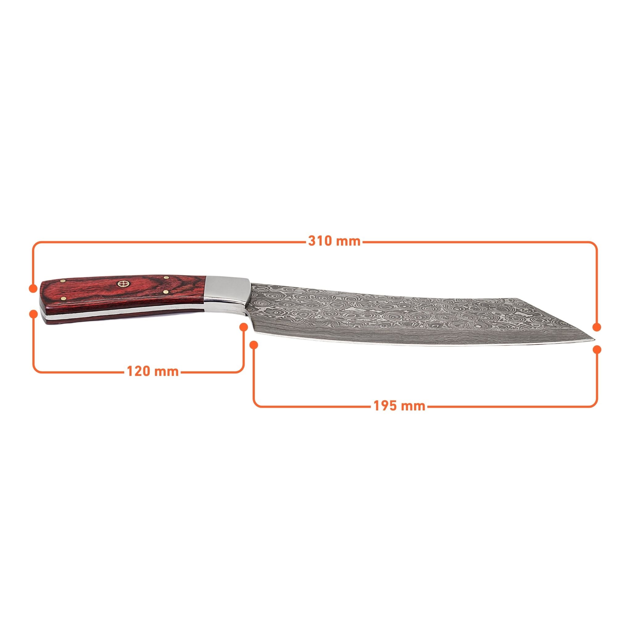 Chop Keen I, Damascus Steel, Pakkawood Handle, Handmade Chef Kitchen Knife