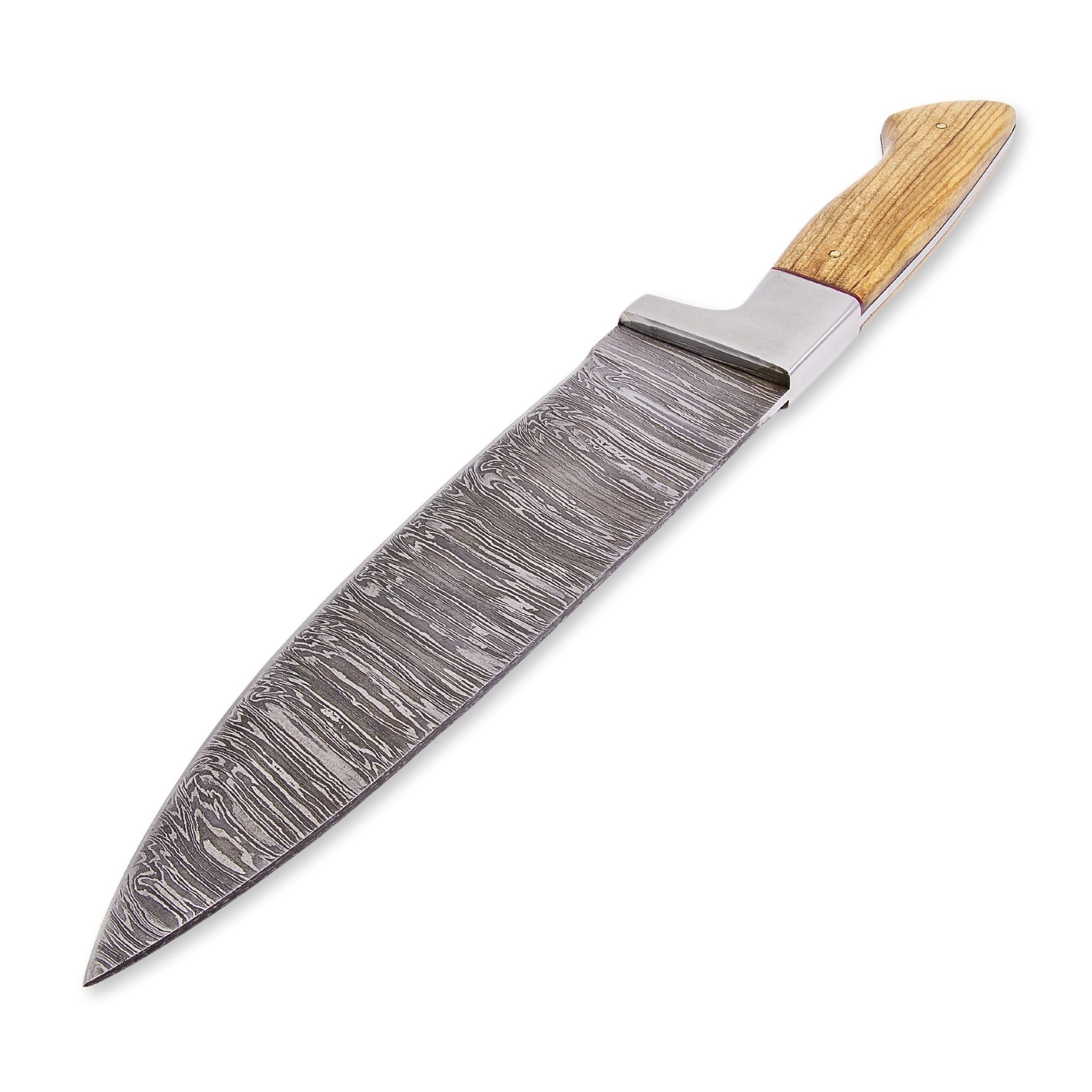 Chop Keen II, Damascus Steel, Olivewood Handle, Handmade Chef Kitchen Knife