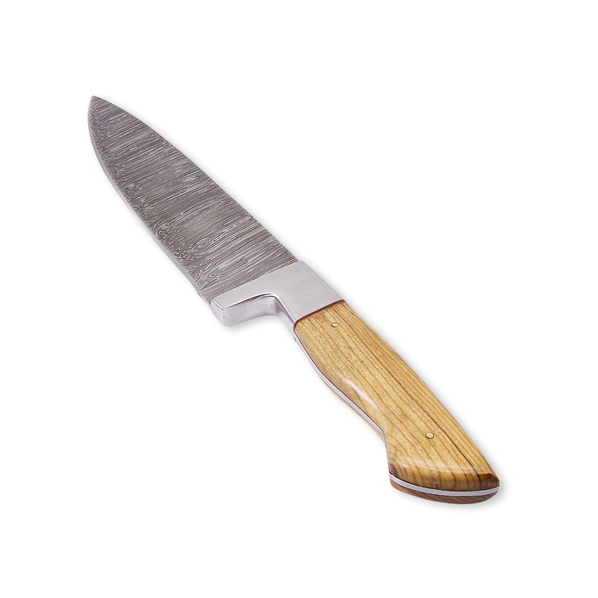 Chop Keen II, Damascus Steel, Olivewood Handle, Handmade Chef Kitchen Knife