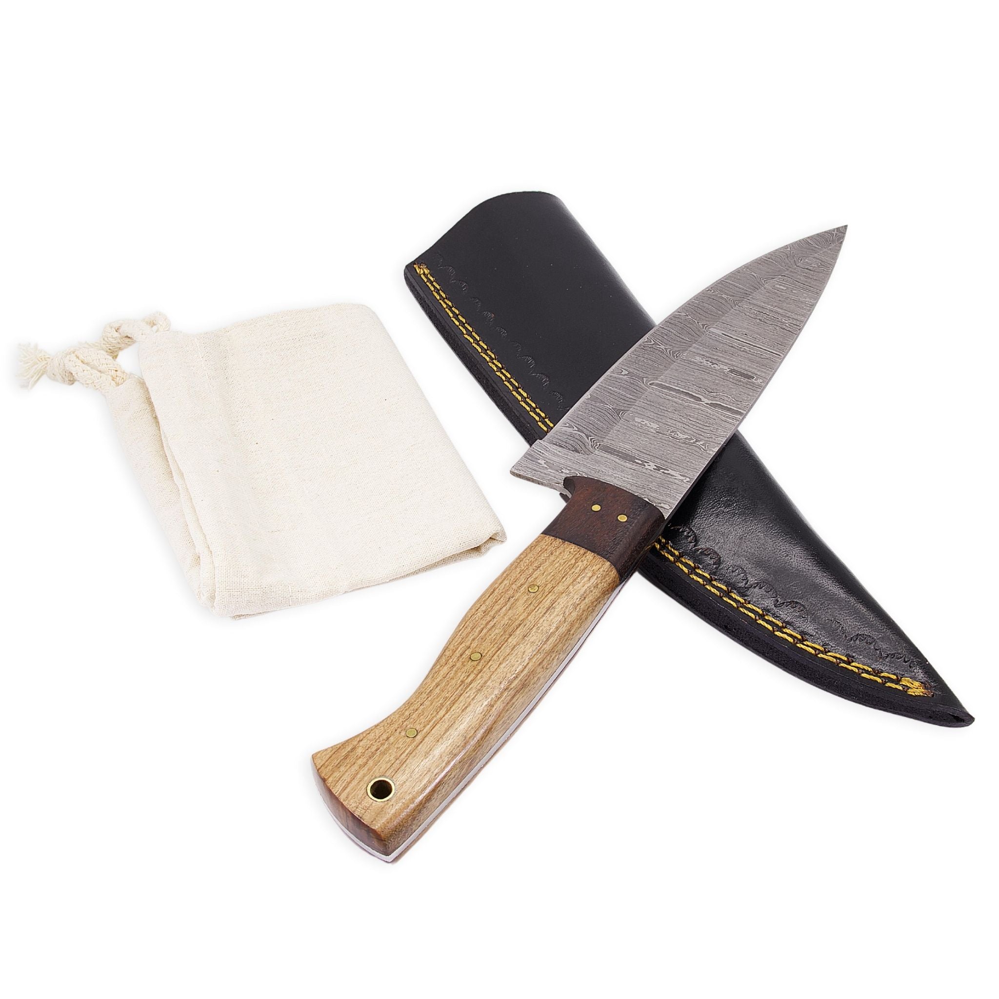 Chop Keen III, Damascus Steel, Olivewood & Rosewood Combo Handle, Handmade Chef Kitchen Knife