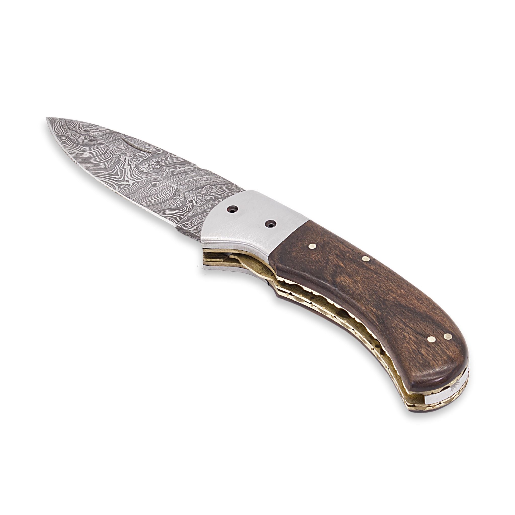 Trusty Fold I, Folding Knife, Damascus Steel, Walnut Handle, Handmade Pocket Knife