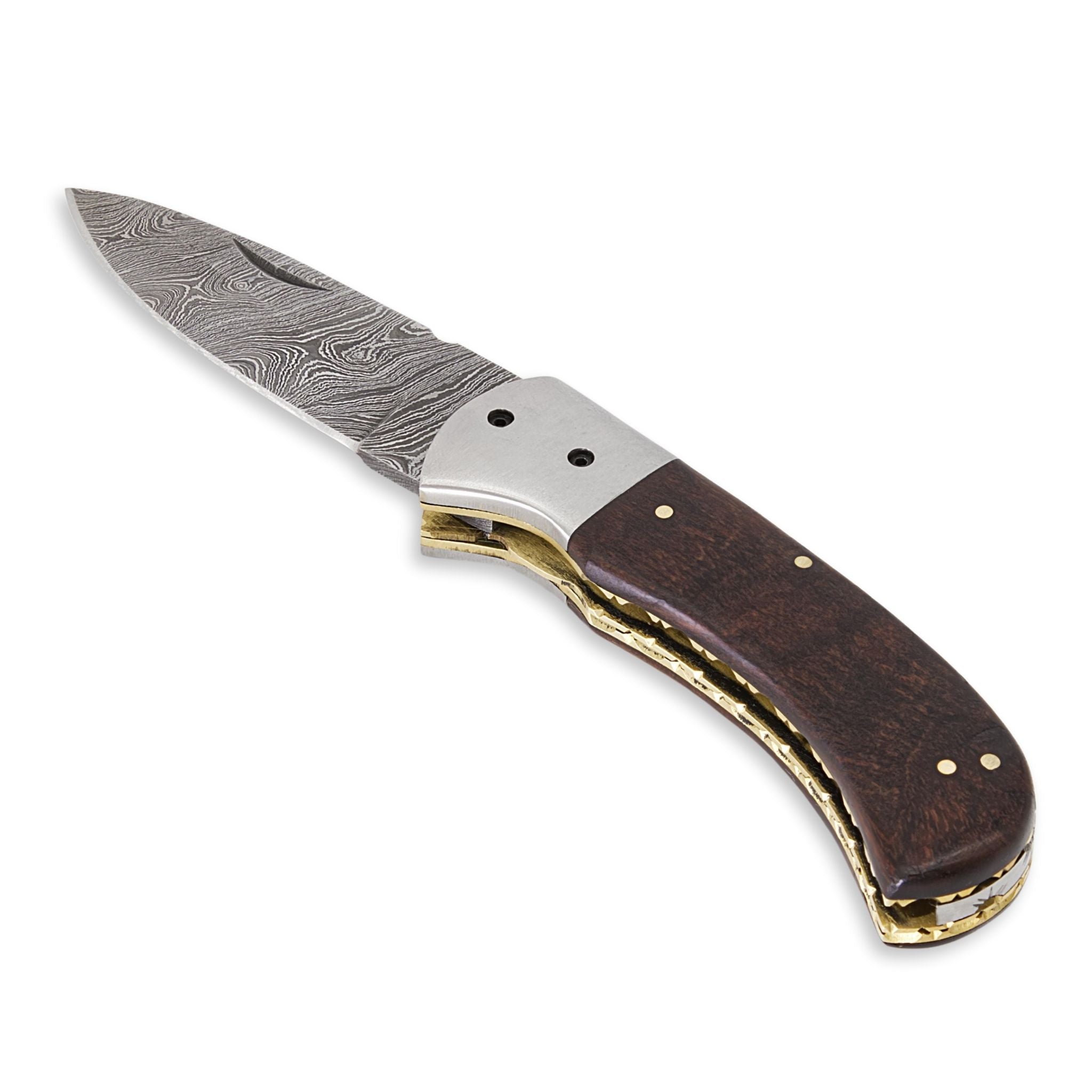 Trusty Fold II, Folding Knife, Damascus Steel, Rosewood Handle, Handmade Pocket Knife