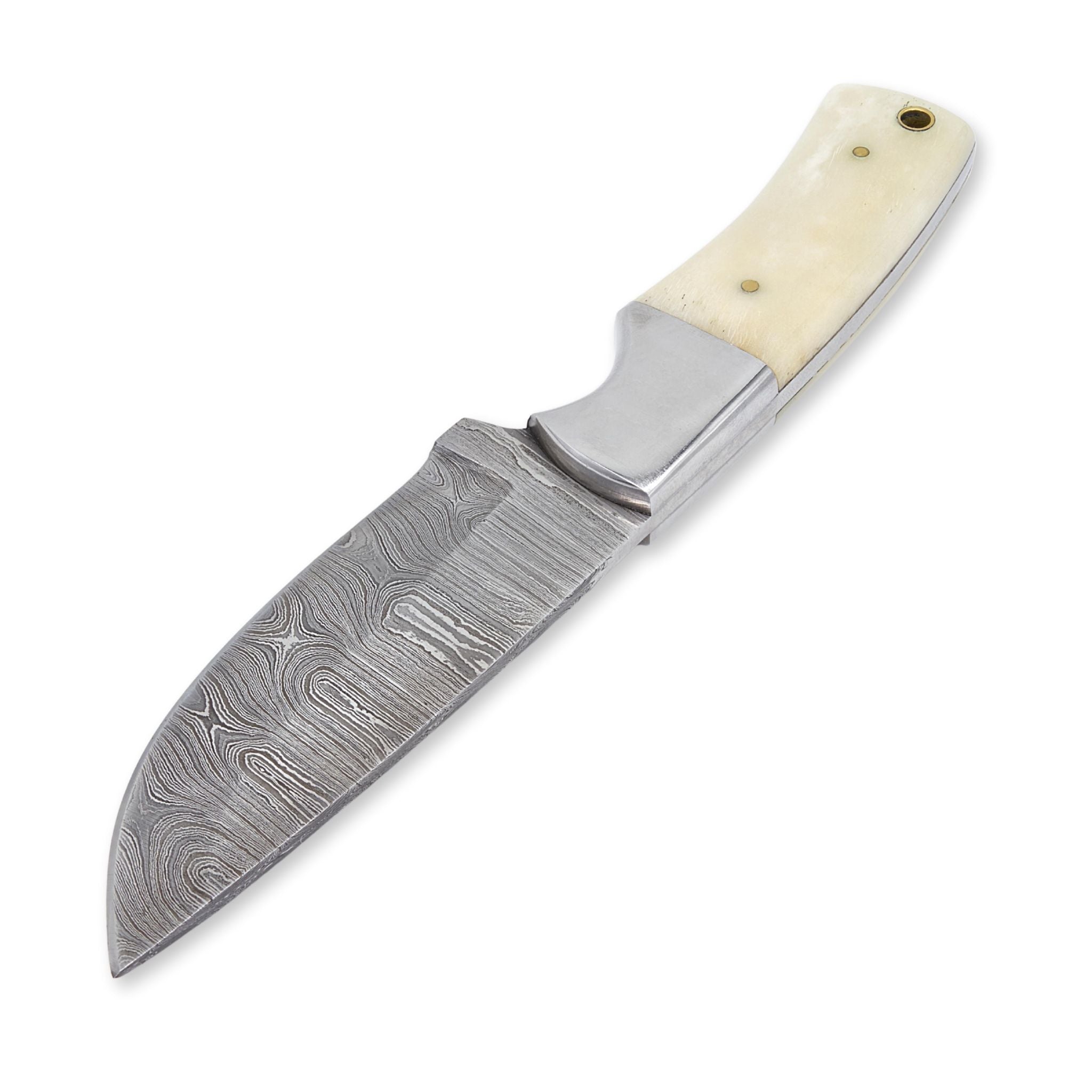 Gutsy Impact II,  Damascus Steel, Camble Bone Handle, Medium, Handmade Skinner Hunting Knife