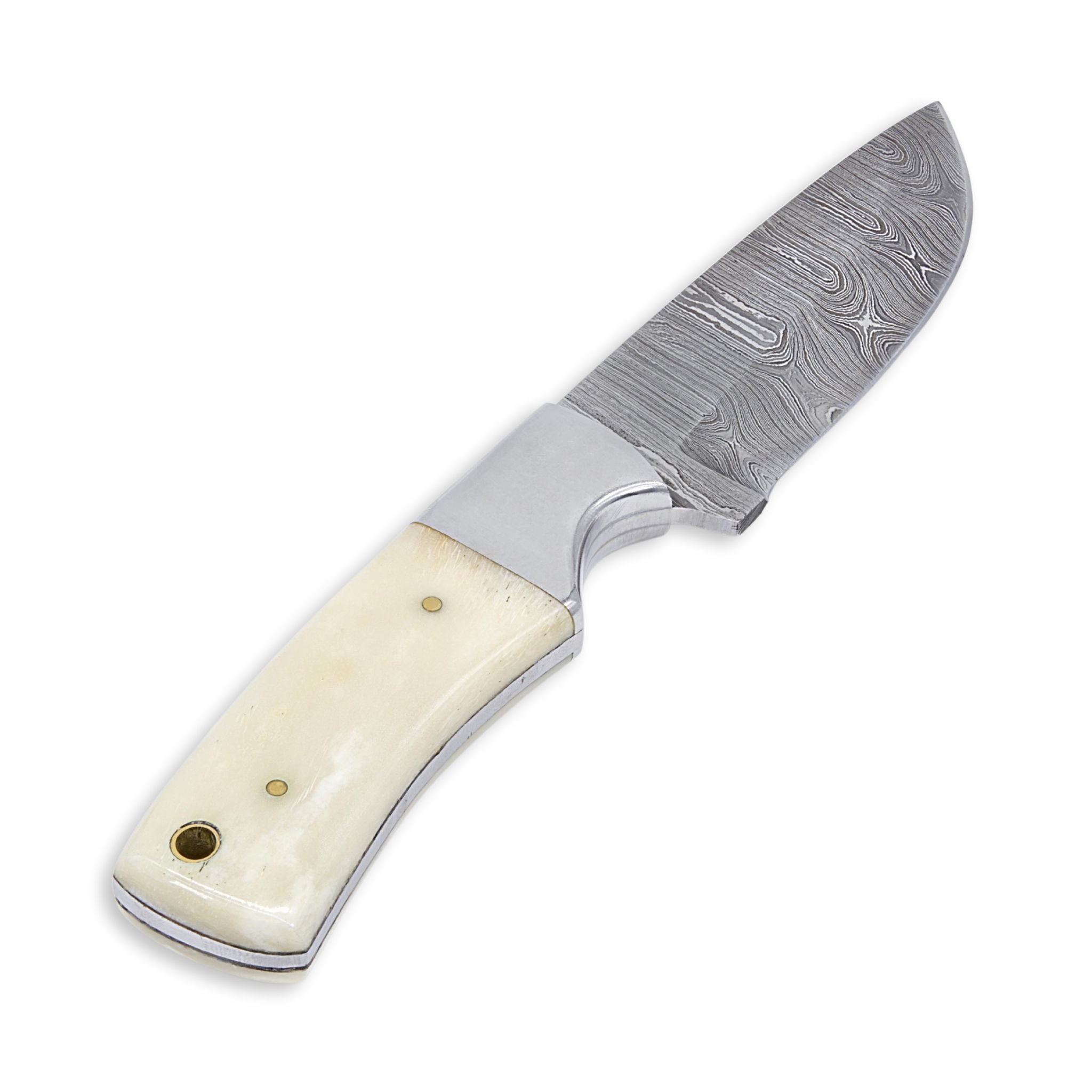 Gutsy Impact II,  Damascus Steel, Camble Bone Handle, Medium, Handmade Skinner Hunting Knife