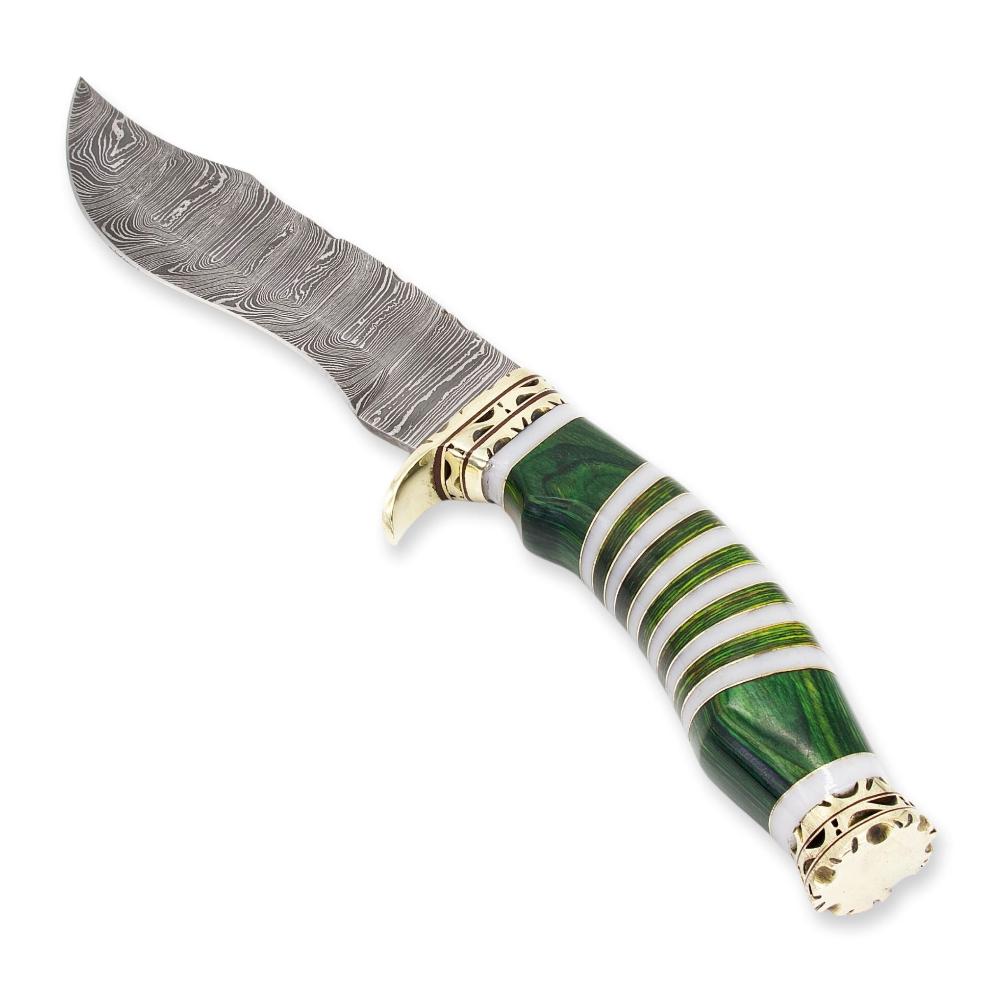 Maven Maxim I, Damascus Steel, Emerald Green Pakkawood Resin Handle, Handmade Hunting Knife