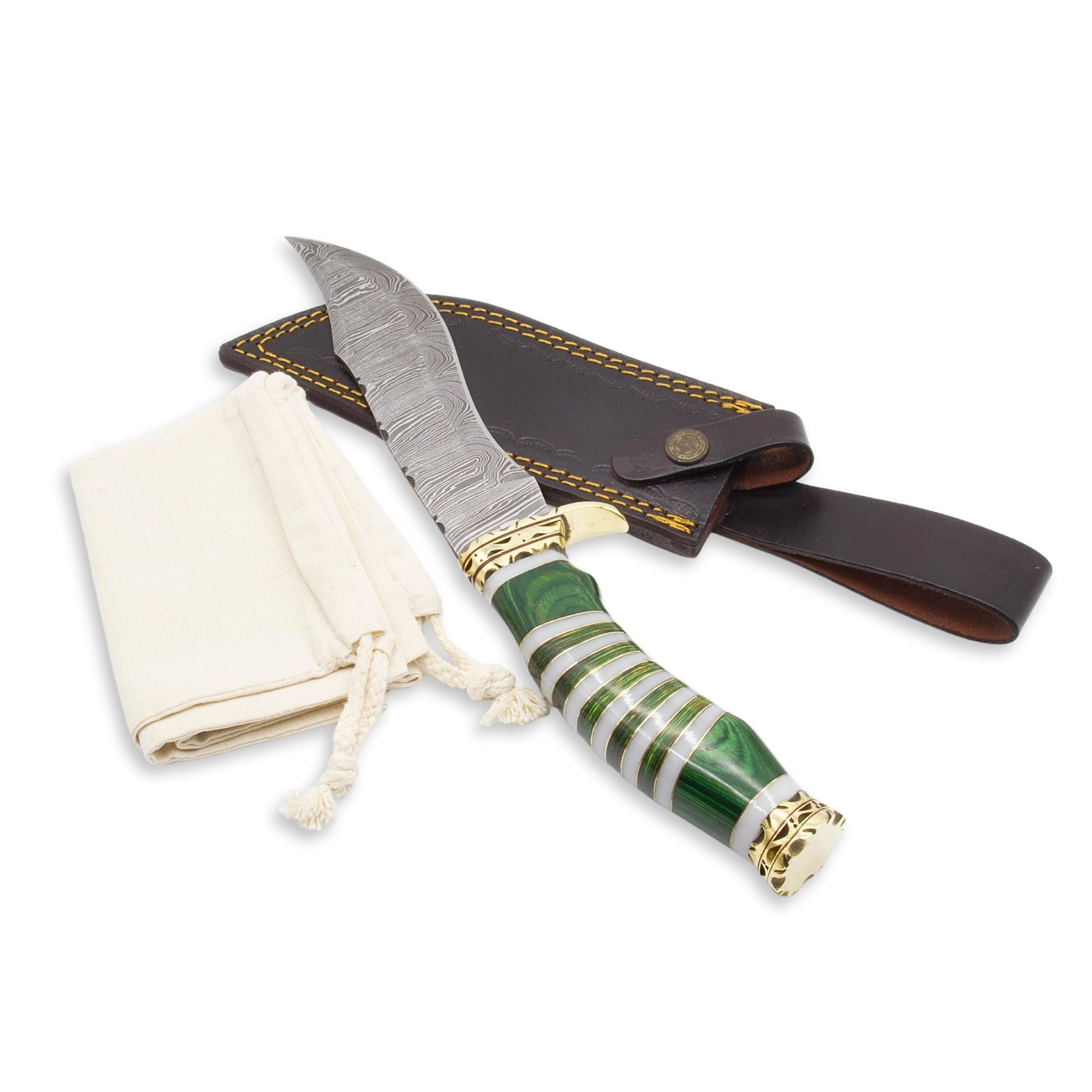 Maven Maxim I, Damascus Steel, Emerald Green Pakkawood Resin Handle, Handmade Hunting Knife