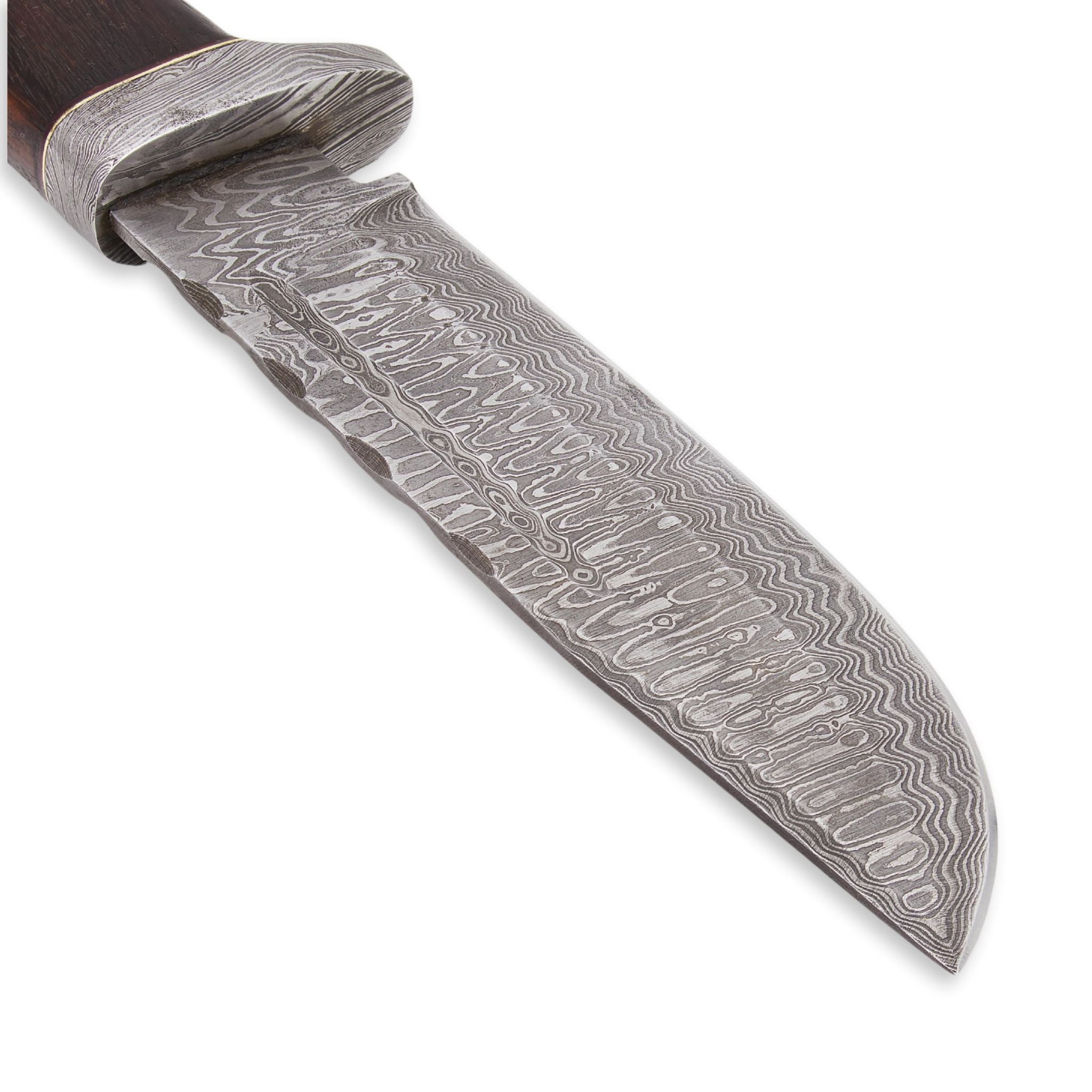 Maven Maxim II, Damascus Steel, Rosewood Handle, Handmade Bushcraft Hunting Knife