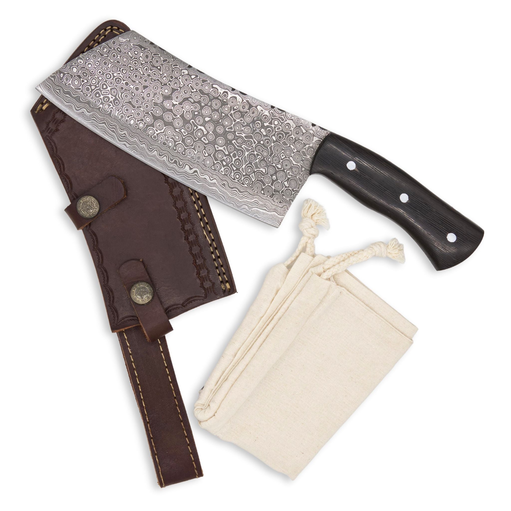 Max Mettle I, Damascus Steel, Wenge Wood Handle, Handmade Chef Butcher Meat Cleaver