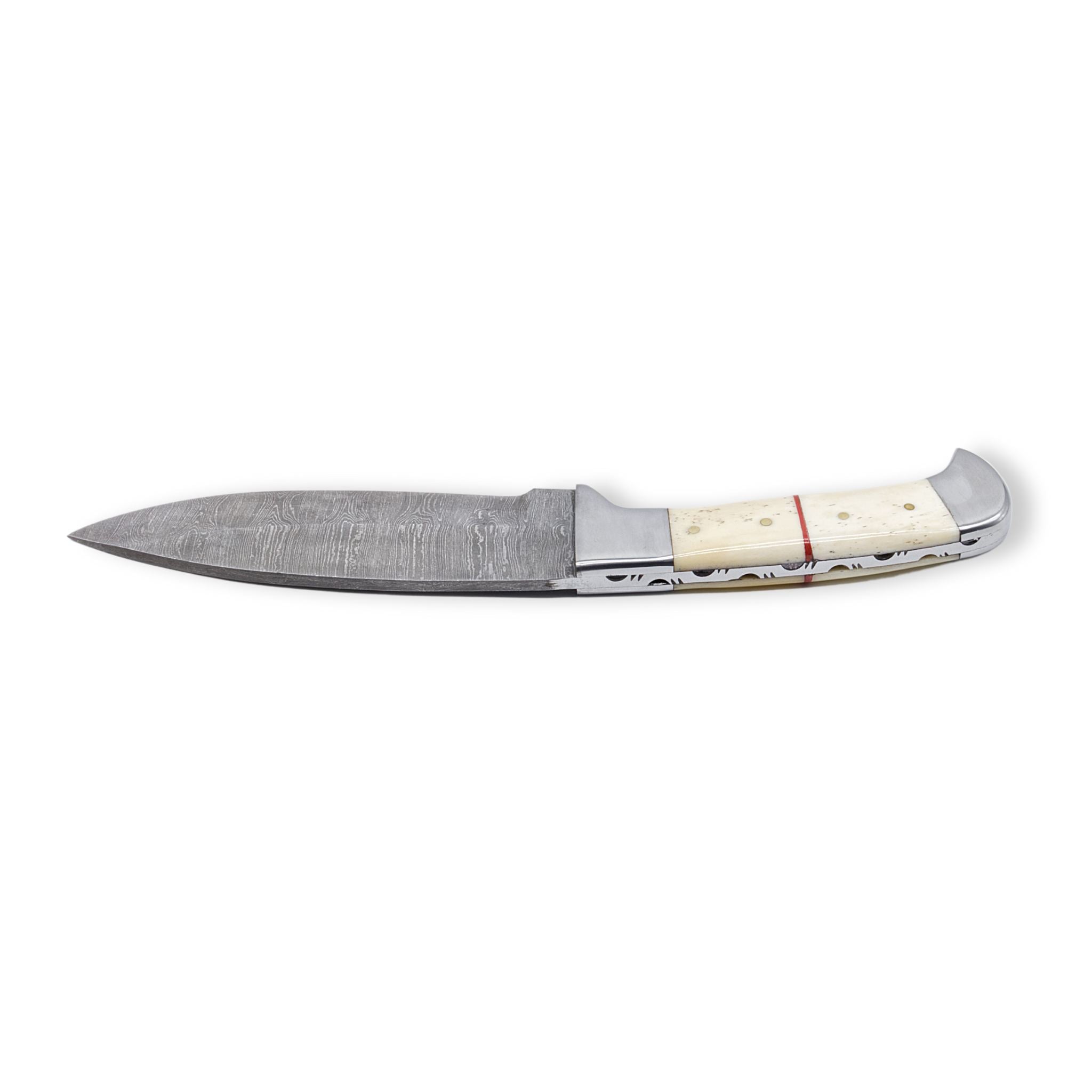 Outback Edge I, Damascus Steel, Camel Bone Handle, Handmade Bushcraft Hunting Knife