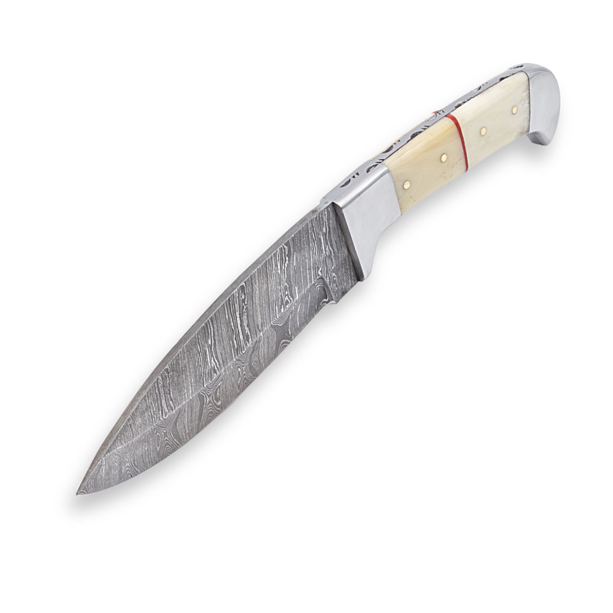 Outback Edge I, Damascus Steel, Camel Bone Handle, Handmade Bushcraft Hunting Knife