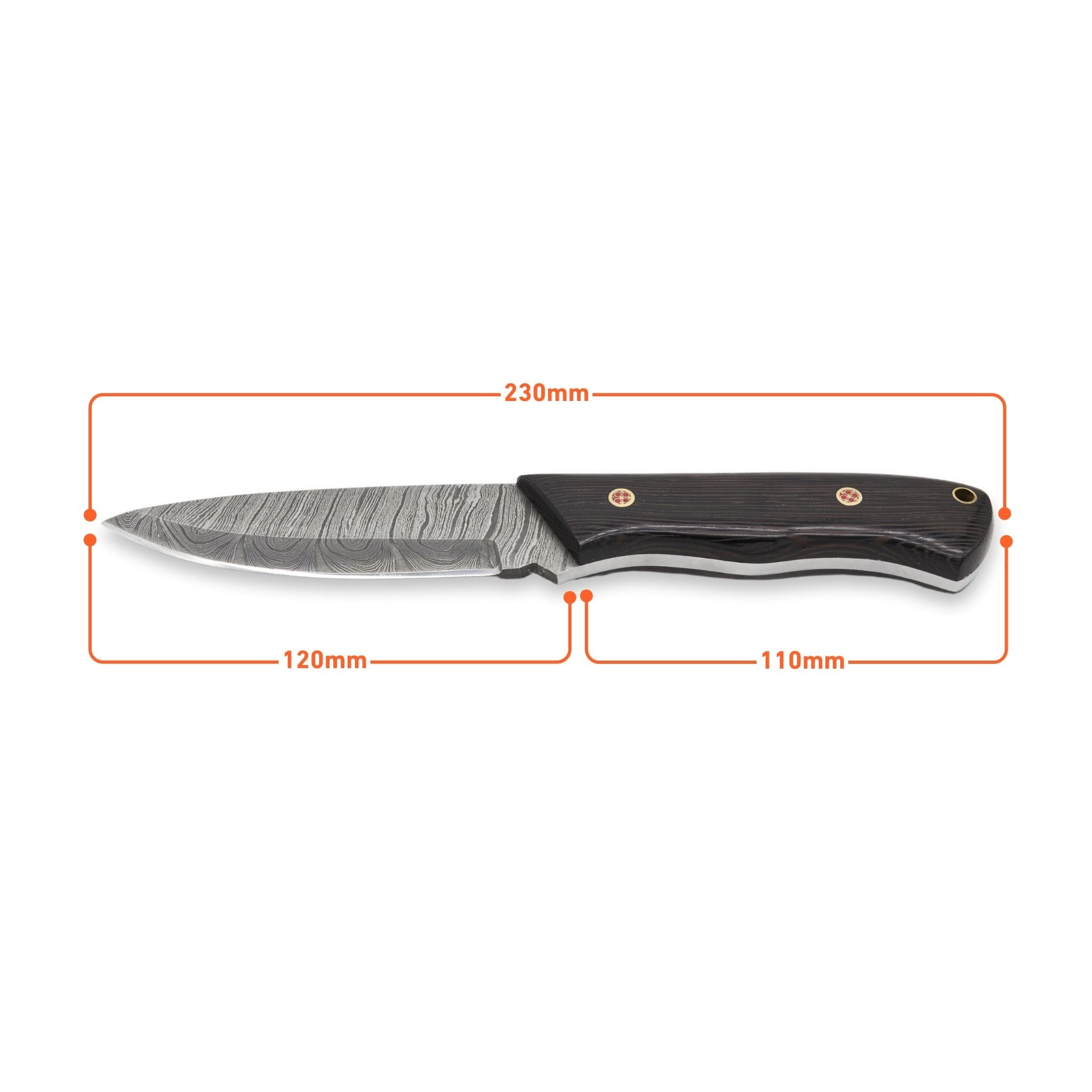 Outback Nomad I,  Damascus Steel, Wenge Wood Handle, Handmade Bushcraft Camping Hunting Knife