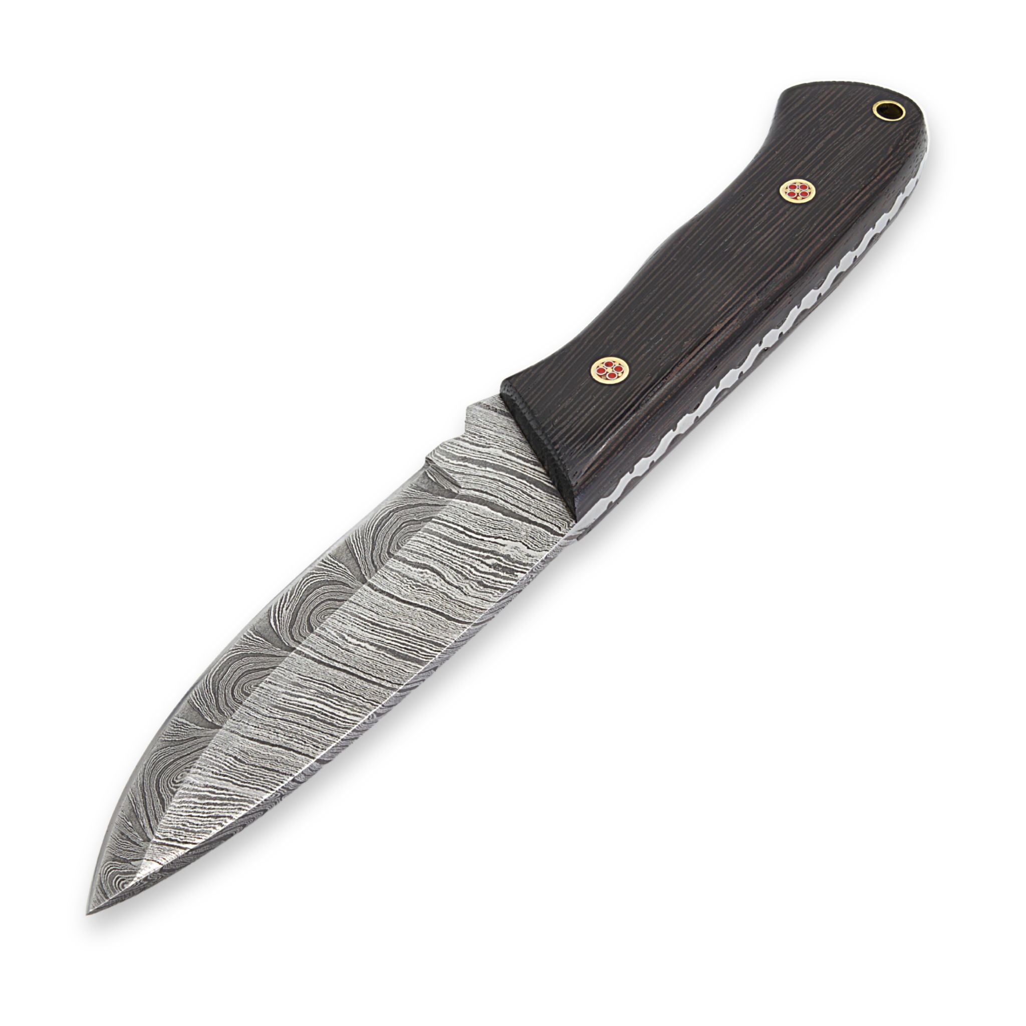 Outback Nomad I,  Damascus Steel, Wenge Wood Handle, Handmade Bushcraft Camping Hunting Knife