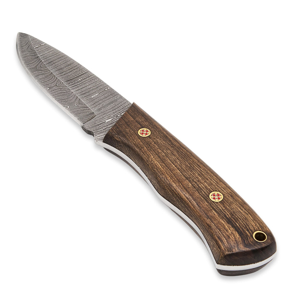 Outback Nomad III, Damascus Steel, Walnut Wood Handle, Handmade Bushcraft Hunting Camping Hunting Knife