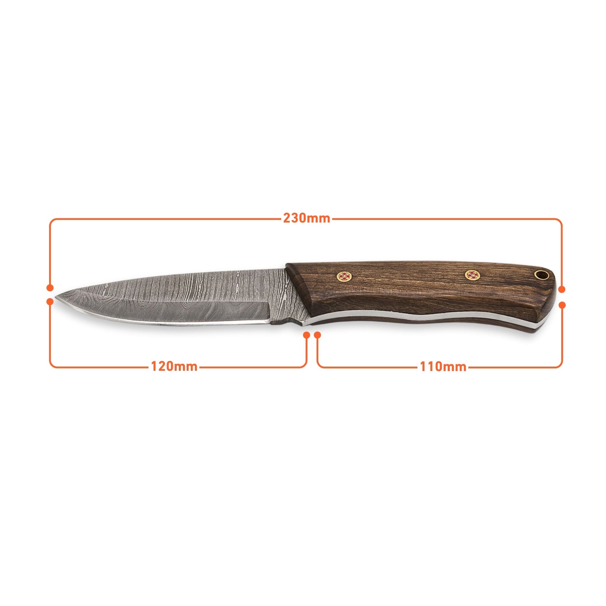 Outback Nomad III, Damascus Steel, Walnut Wood Handle, Handmade Bushcraft Hunting Camping Knife