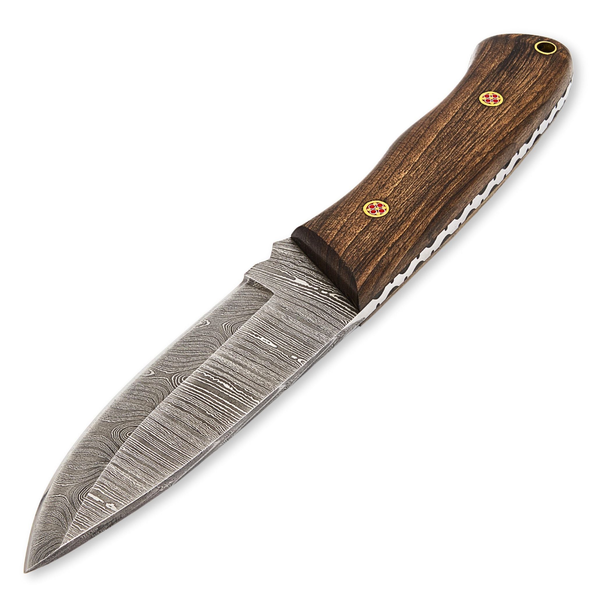 Outback Nomad III, Damascus Steel, Walnut Wood Handle, Handmade Bushcraft Hunting Camping Knife