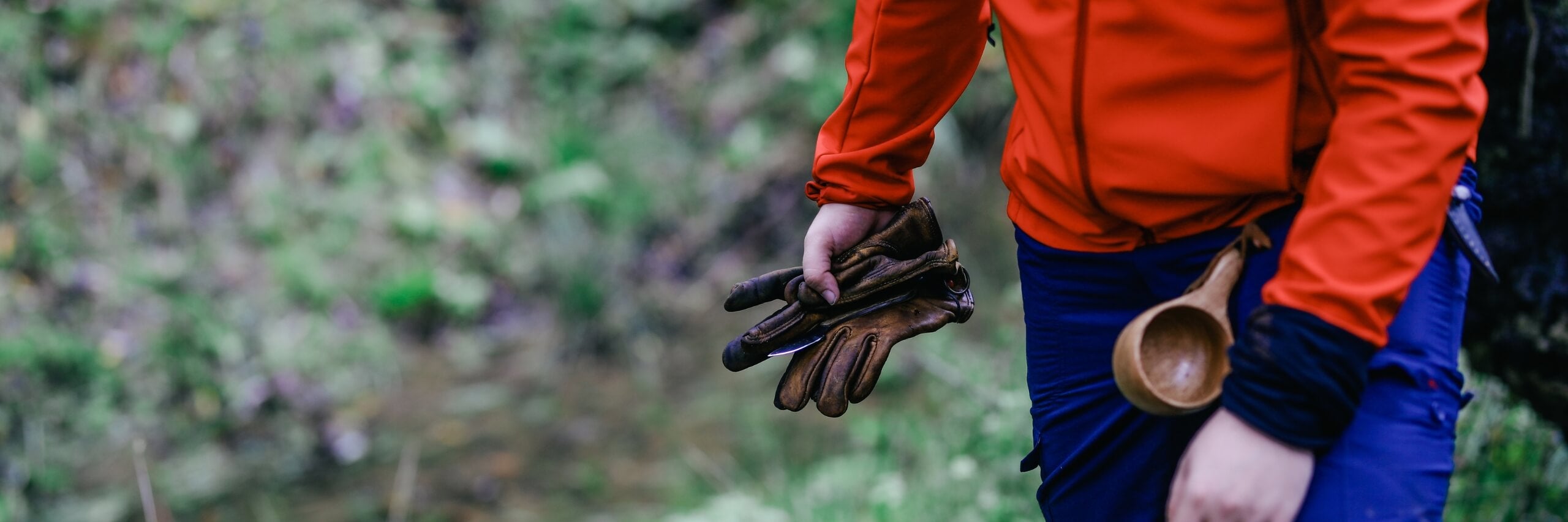 man hiking in the forest