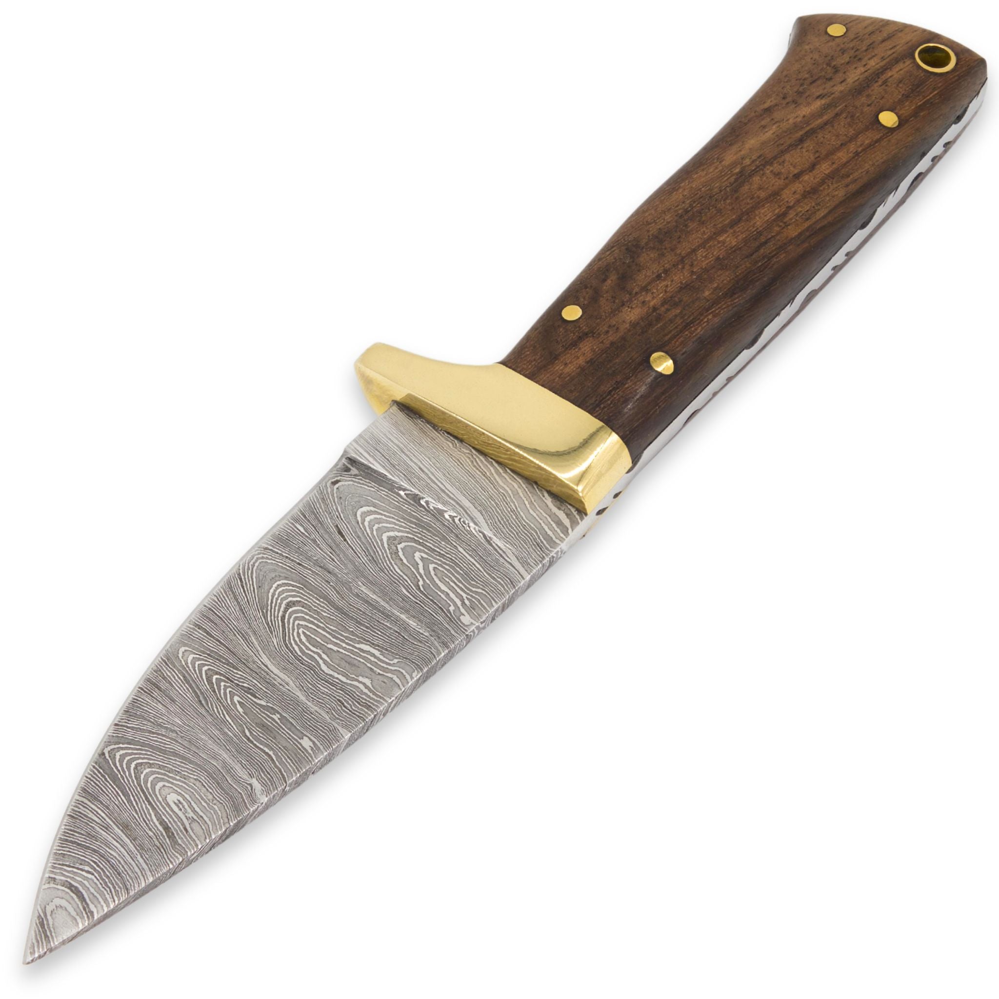 Retro Bold I, Damascus Steel, Brass, Rosewood Handle, Handmade Camping Knife