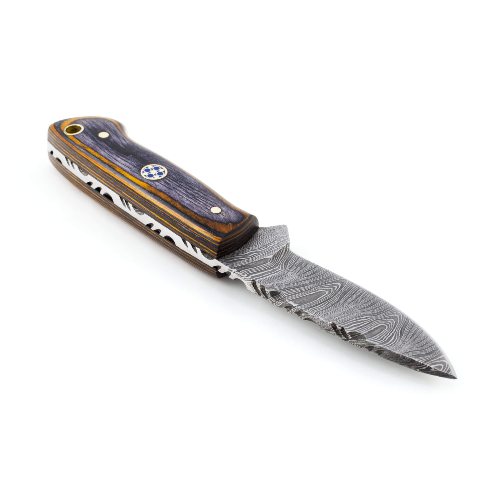 Bush Buddy I, Damascus Steel, Pakkawood Handle, Handmade Small Bushcraft Skinner Hunting Knife