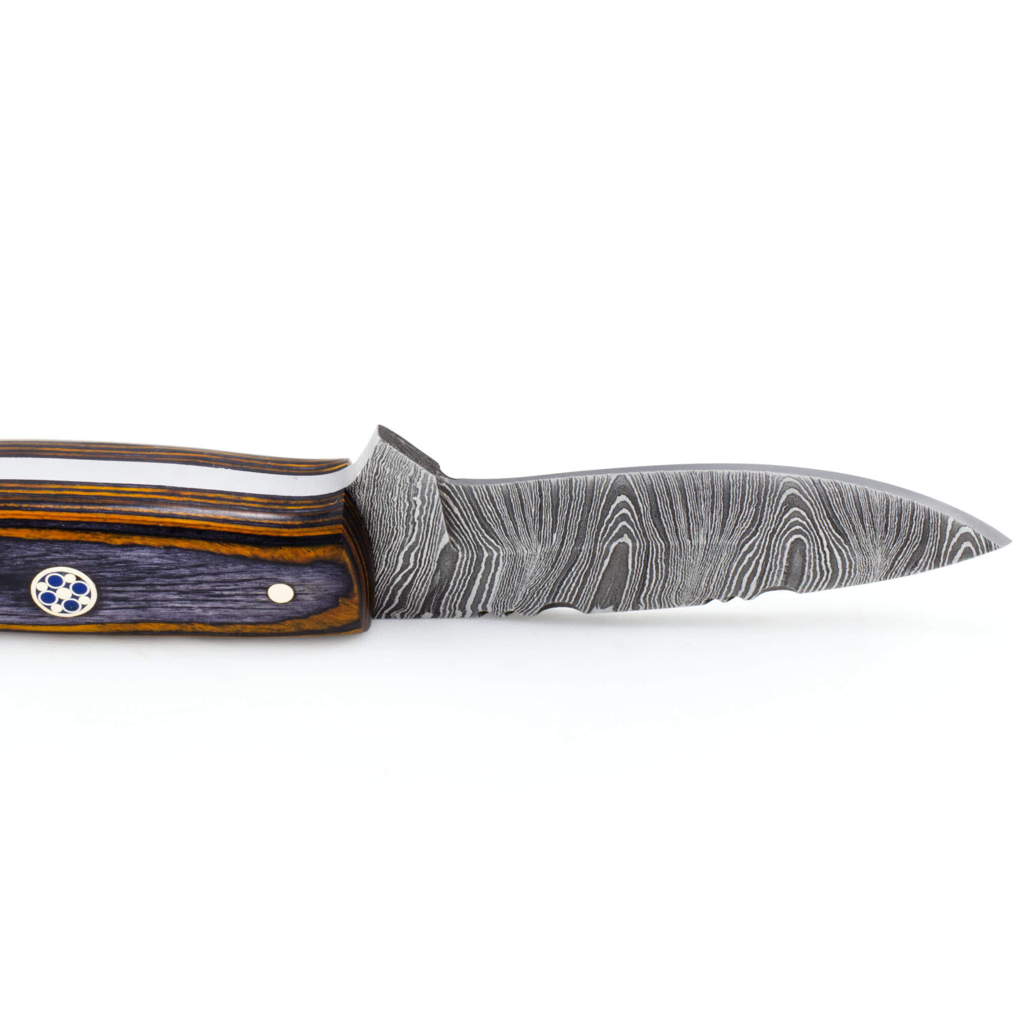 Bush Buddy I, Damascus Steel, Pakkawood Handle, Handmade Small Bushcraft Skinner Knife