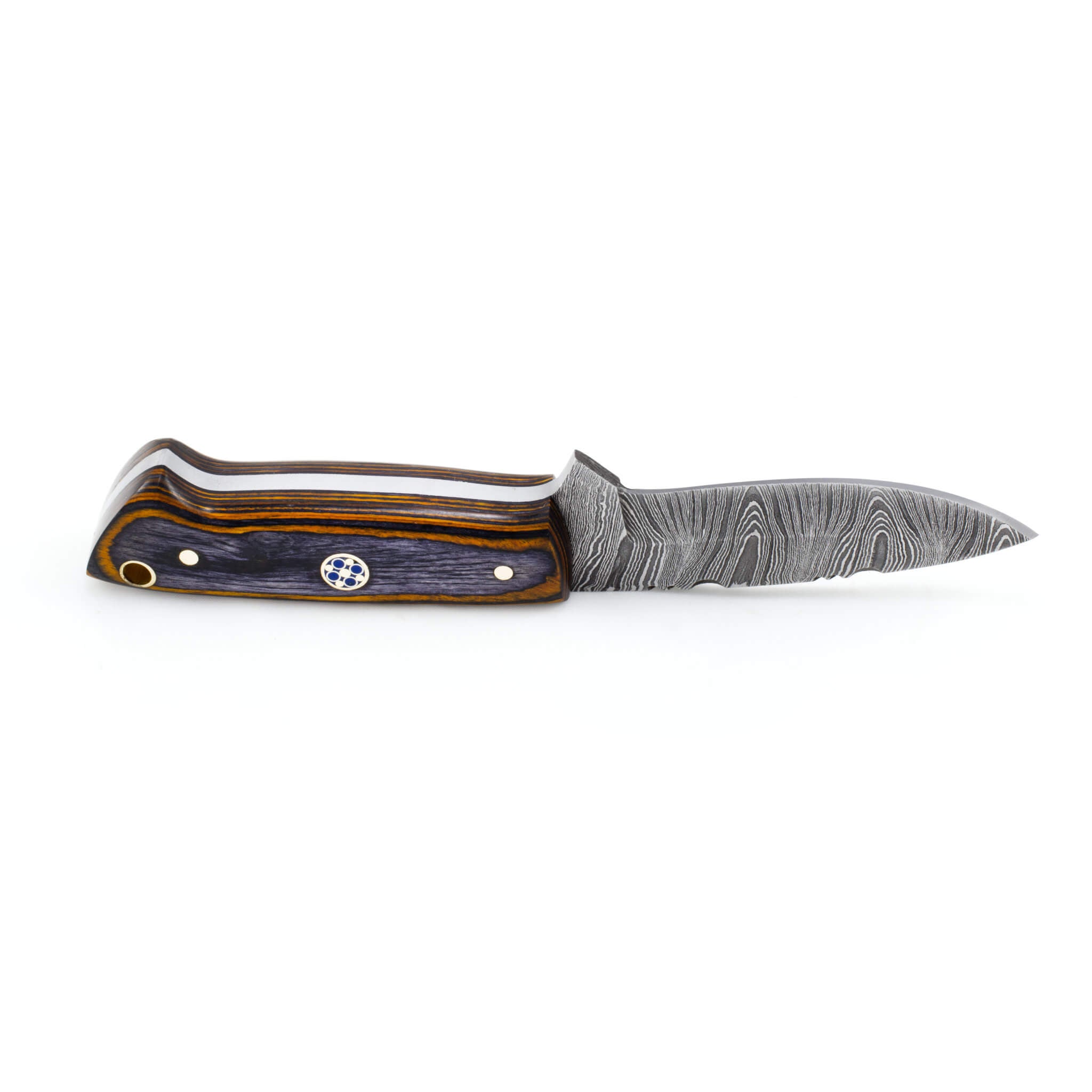 Bush Buddy I, Damascus Steel, Pakkawood Handle, Handmade Small Bushcraft Skinner Knife