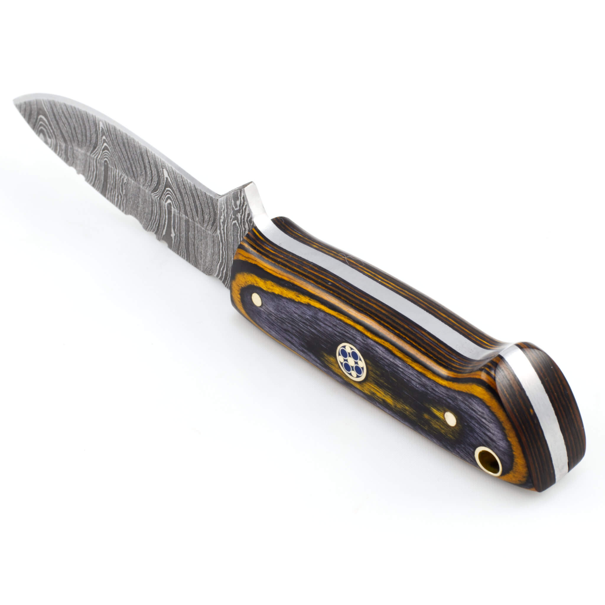 Bush Buddy I, Damascus Steel, Pakkawood Handle, Handmade Small Bushcraft Skinner Hunting Knife
