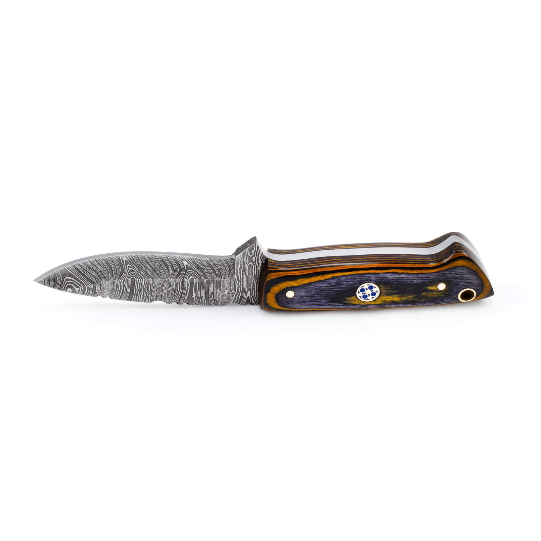 Bush Buddy I, Damascus Steel, Pakkawood Handle, Handmade Small Bushcraft Skinner Knife