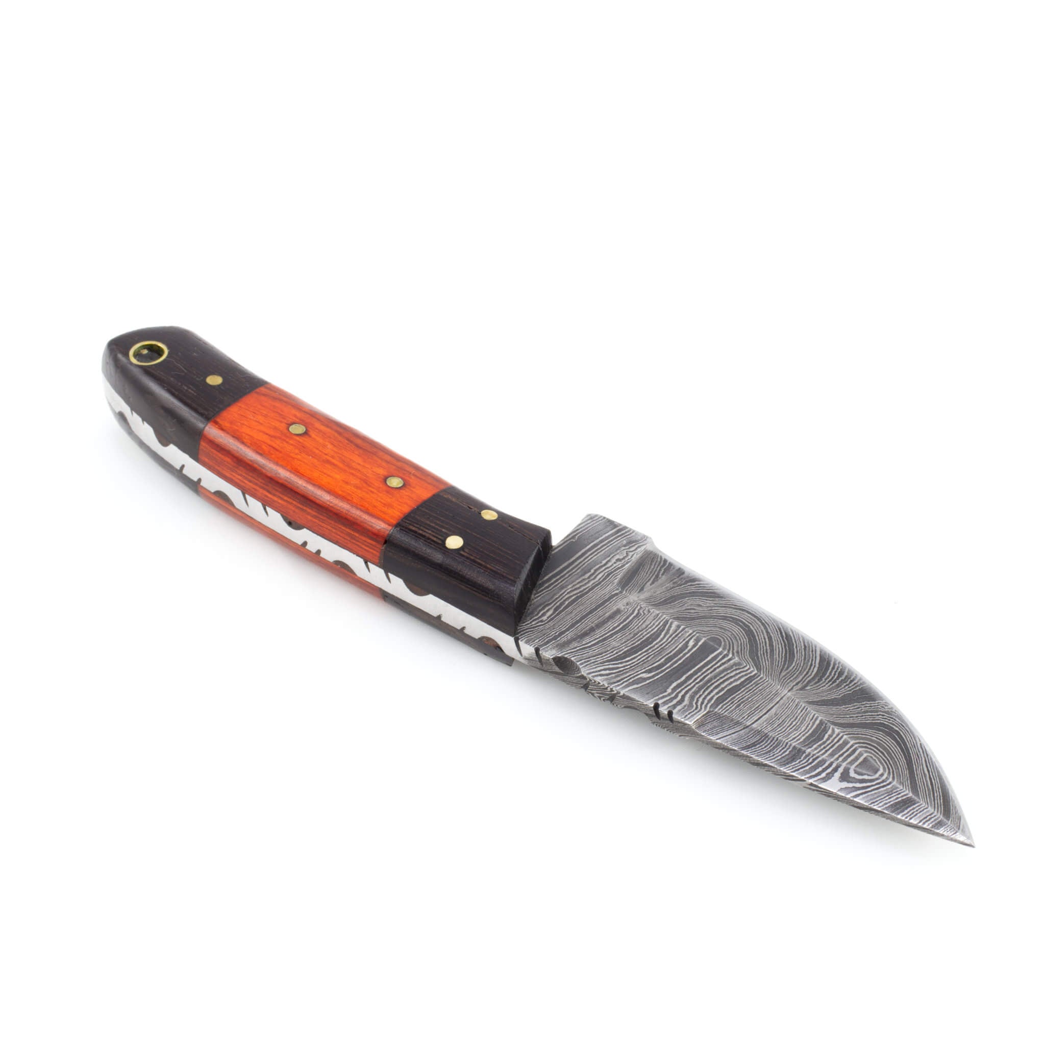 Bush Buddy V, Damascus Steel, Pakkawood Handle, Handmade Small Bushcraft Skinner Hunting Knife