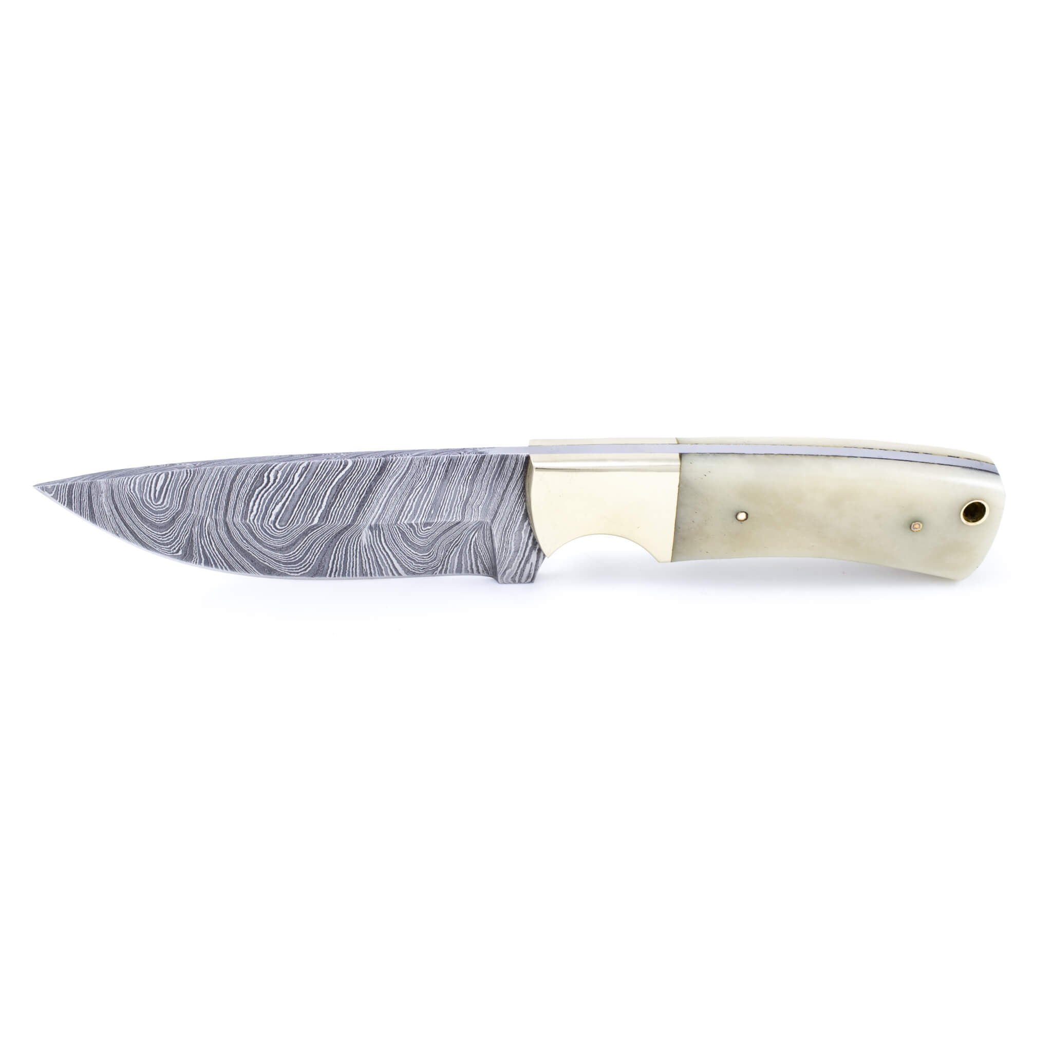 Gutsy Impact I, Damascus Steel, Camel Bone Handle, Medium, Handmade Skinner Hunting Knife