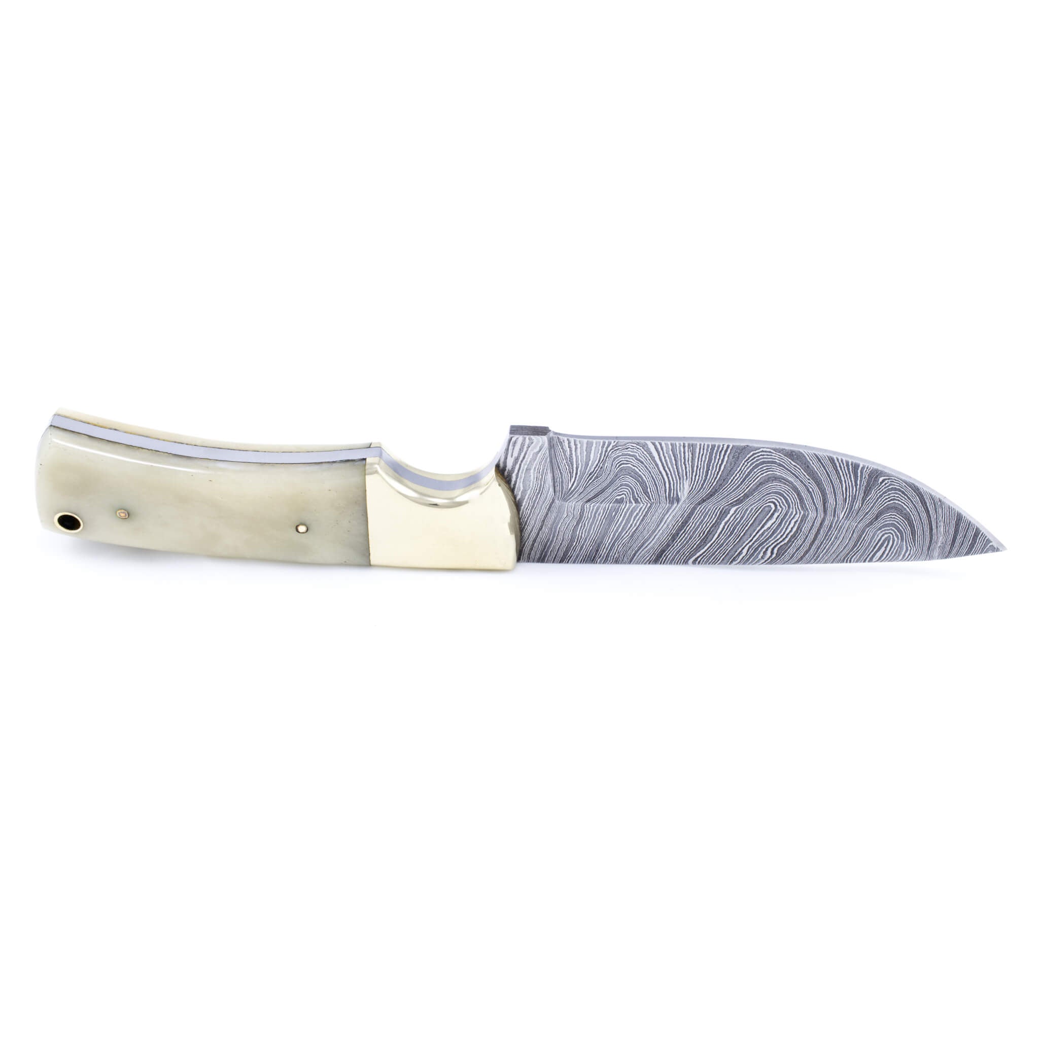 Gutsy Impact I, Damascus Steel, Camel Bone Handle, Medium, Handmade Skinner Hunting Knife