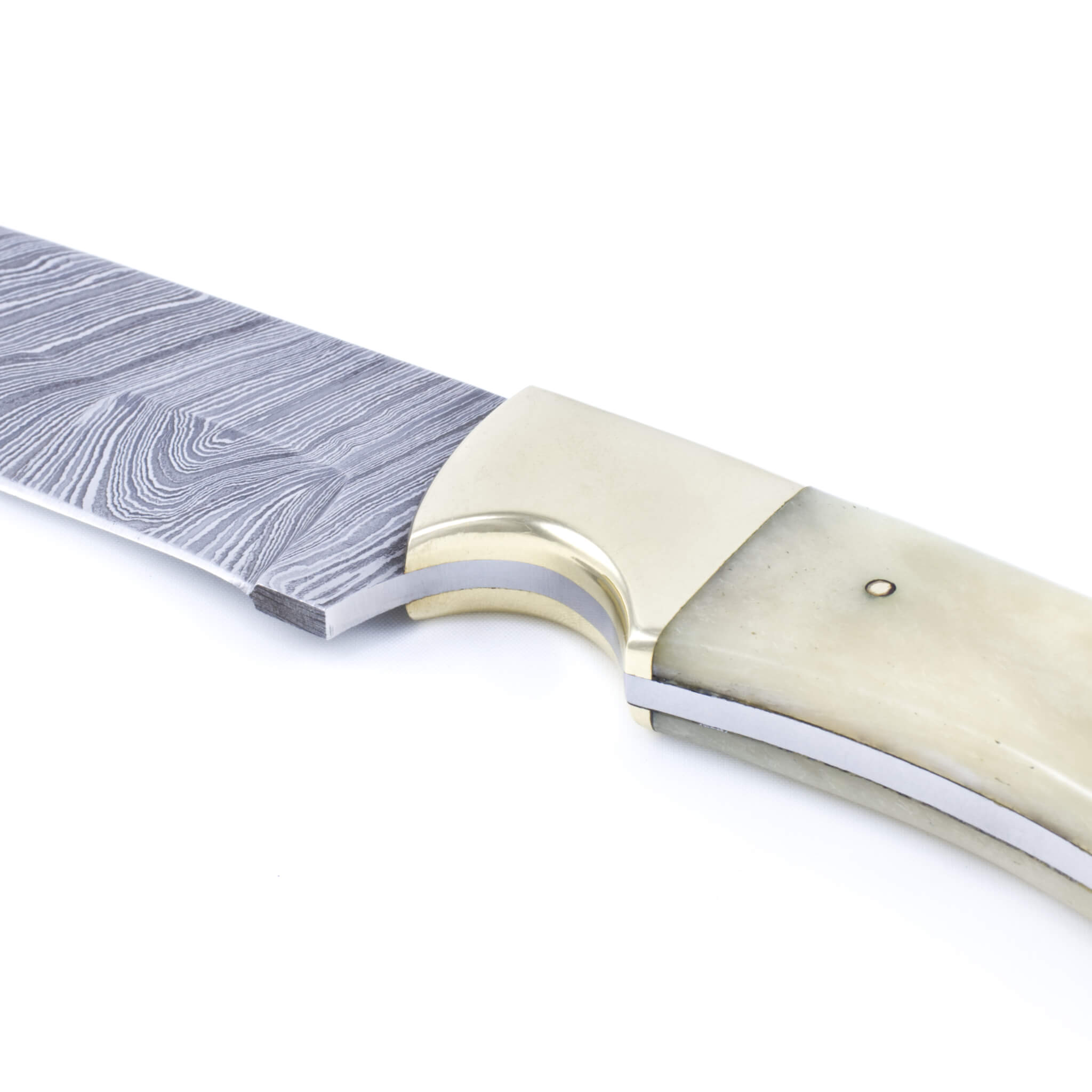 Gutsy Impact I, Damascus Steel, Camel Bone Handle, Medium, Handmade Skinner Hunting Knife