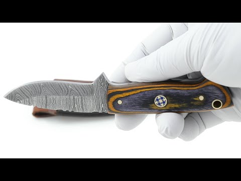 Bush Buddy I, Damascus Steel, Pakkawood Handle, Handmade Small Bushcraft Skinner Hunting Knife